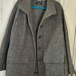 LL Bean Womens 2XL Jacket Coat Bellandi Boiled Italian Wool Gray Made in Italy